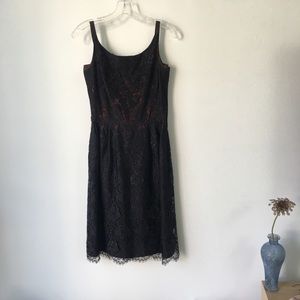 Vintage Black Lace & Burgundy Cocktail Dress 4/6